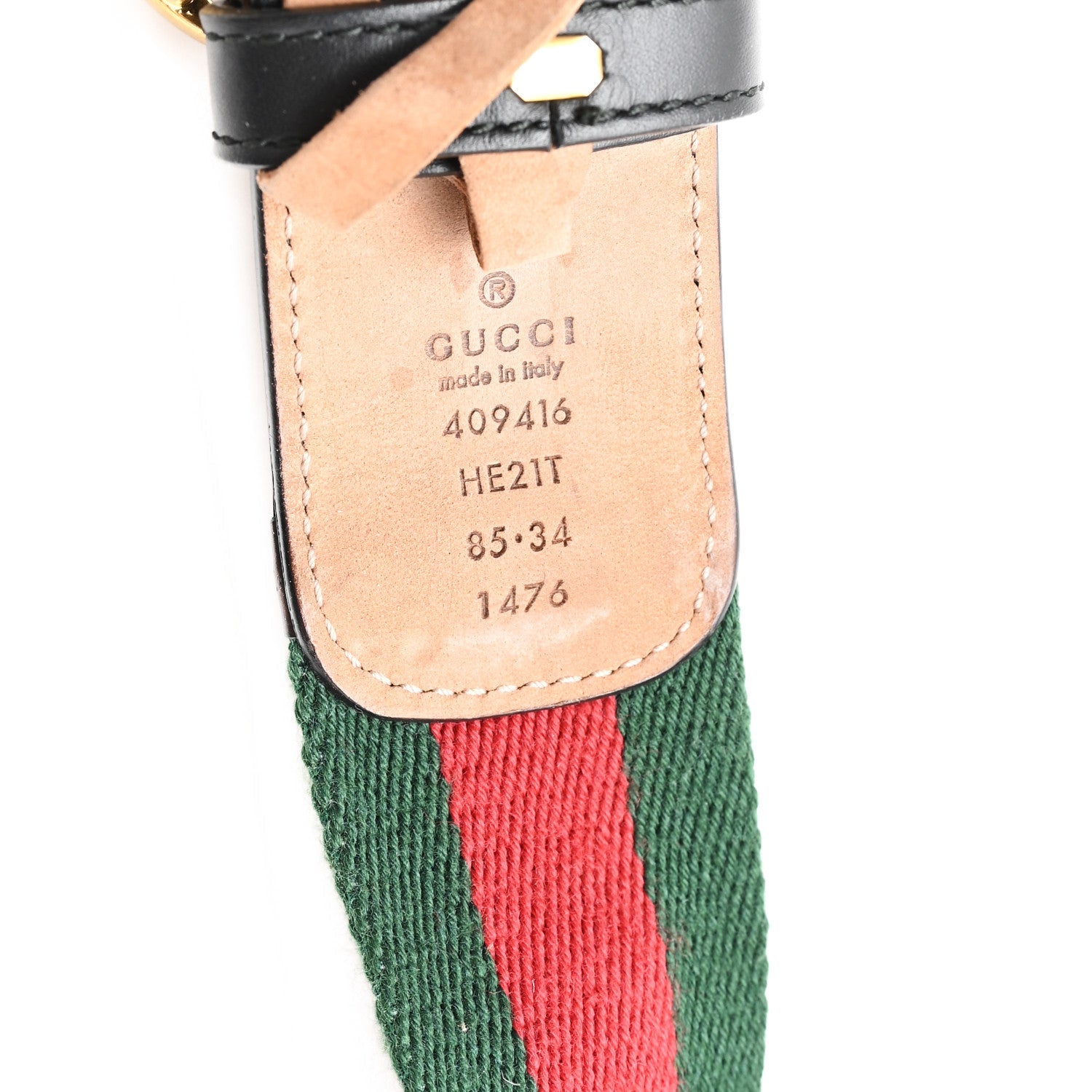 Nylon Calfskin Double G Web 40mm Belt 85 34 Green Red Black