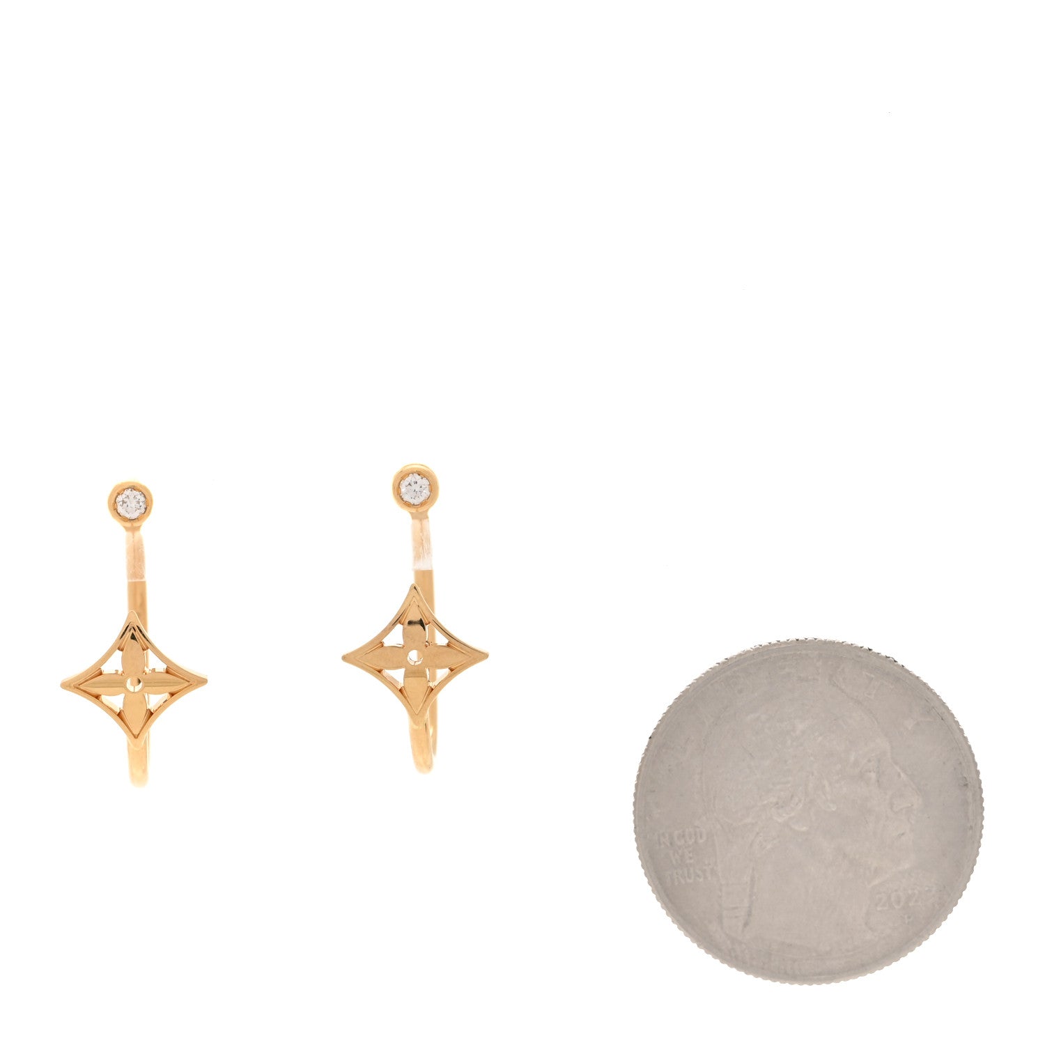 18K Yellow Gold Diamond Small Idylle Blossom Hoop Earrings