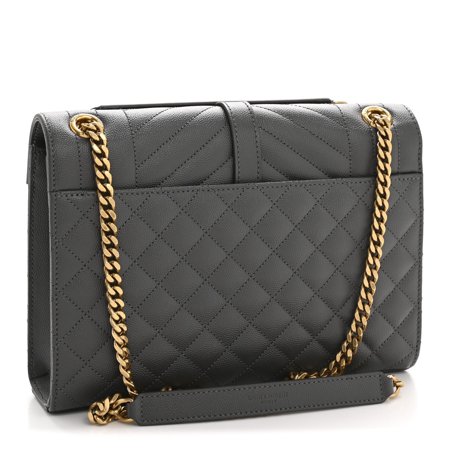 Grain De Poudre Textured Mixed Matelasse Medium Triquilt Monogram Satchel Storm