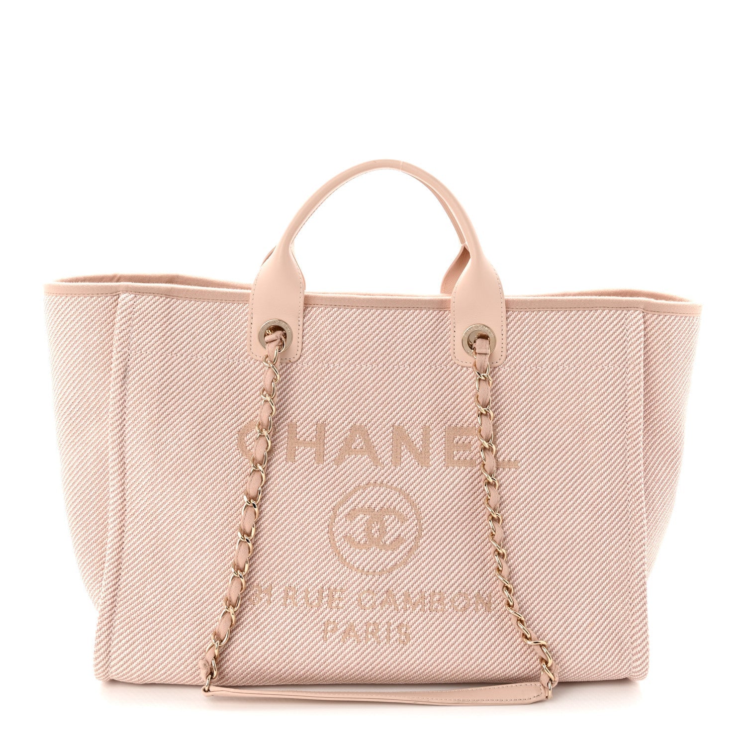 Mixed Fibers Calfskin Medium Deauville Tote Beige
