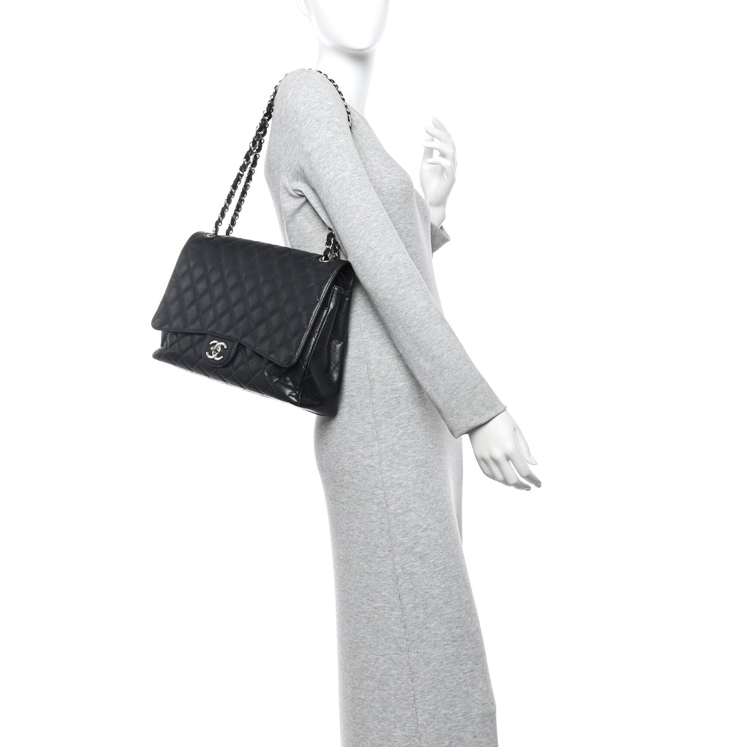 Caviar Quilted Maxi Double Flap Black