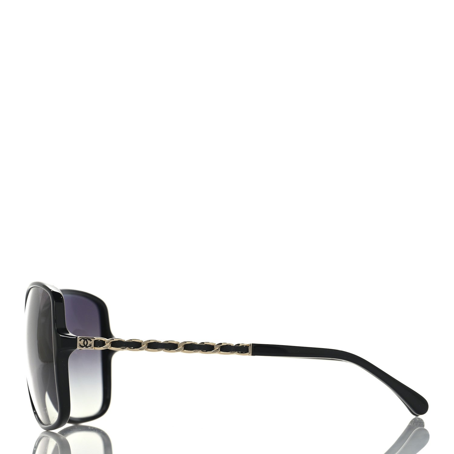 Lambskin Square Chain Sunglasses 5210-Q Black