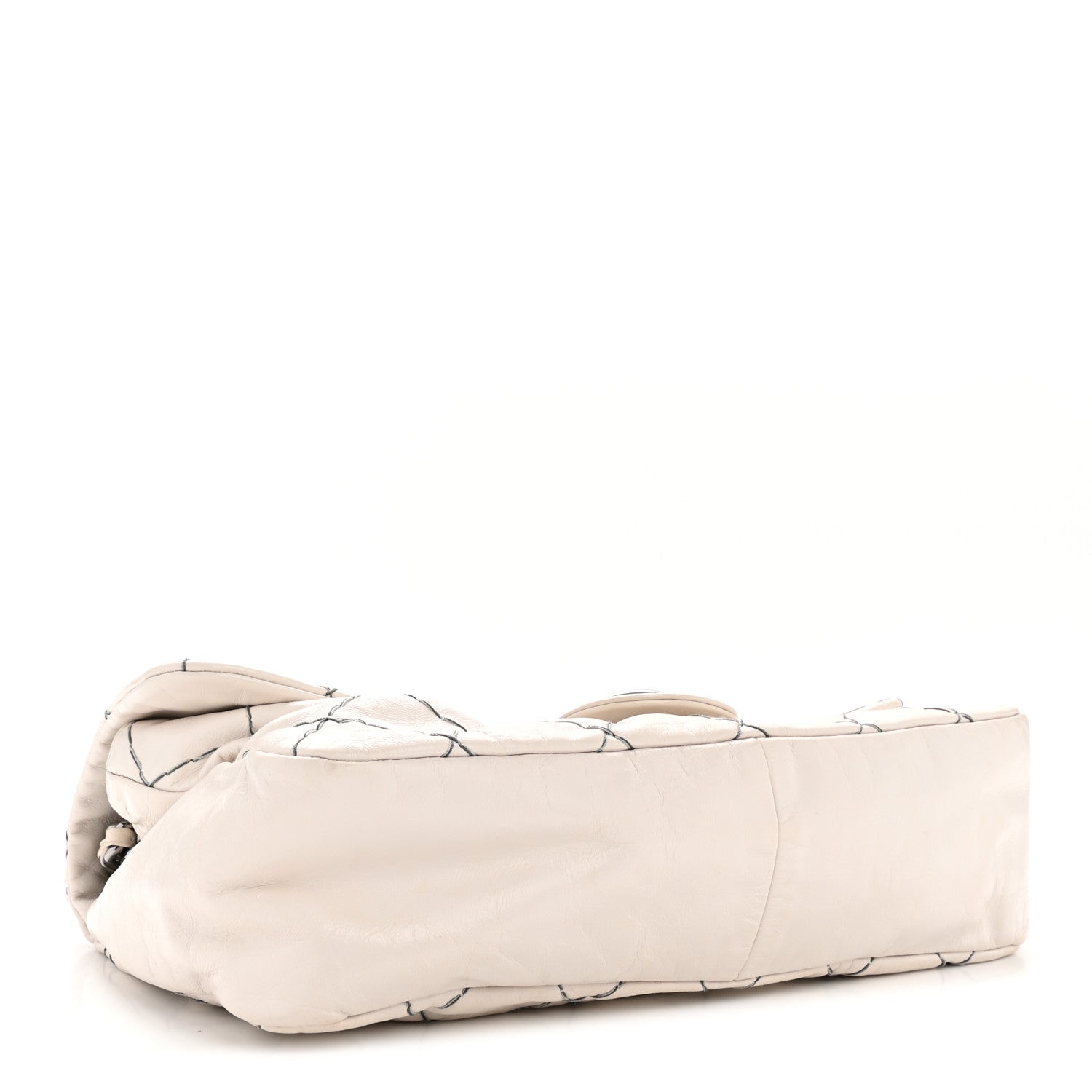 Glazed Goatskin Double Stitch Flap Ivory