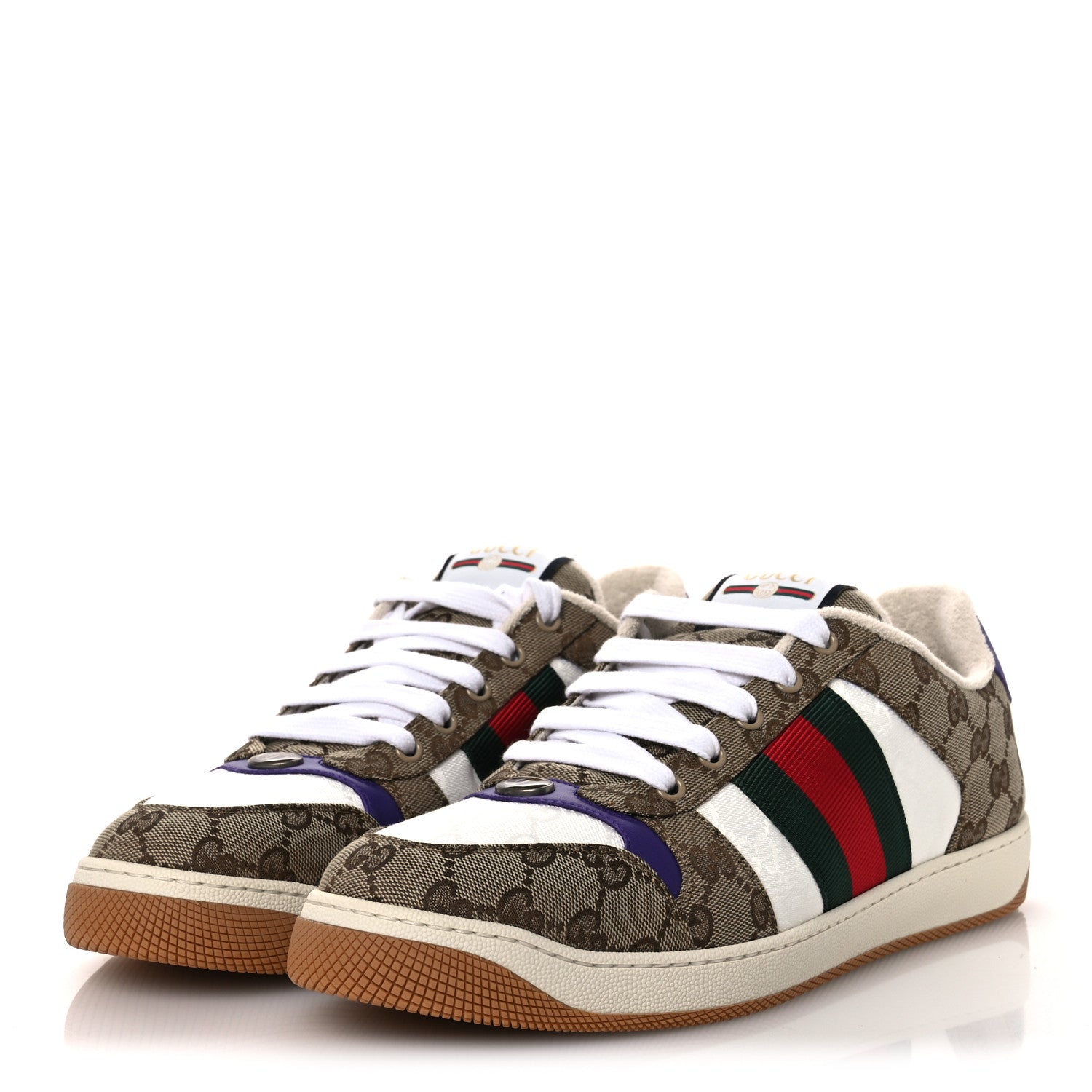 Calfskin Lame GG Monogram Web Mens Screener Sneakers 10