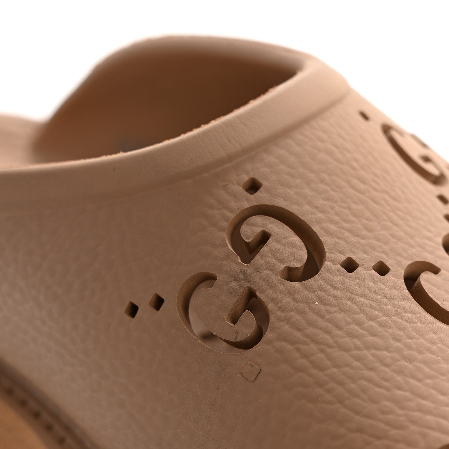 Rubber GG Monogram Perforated Elea Platform 55mm Lug Sole Sandals 36 Vintage Camel