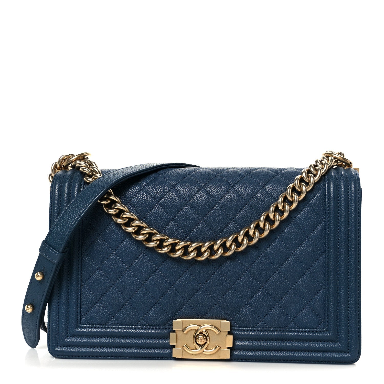 Caviar Quilted New Medium Boy Flap Blue