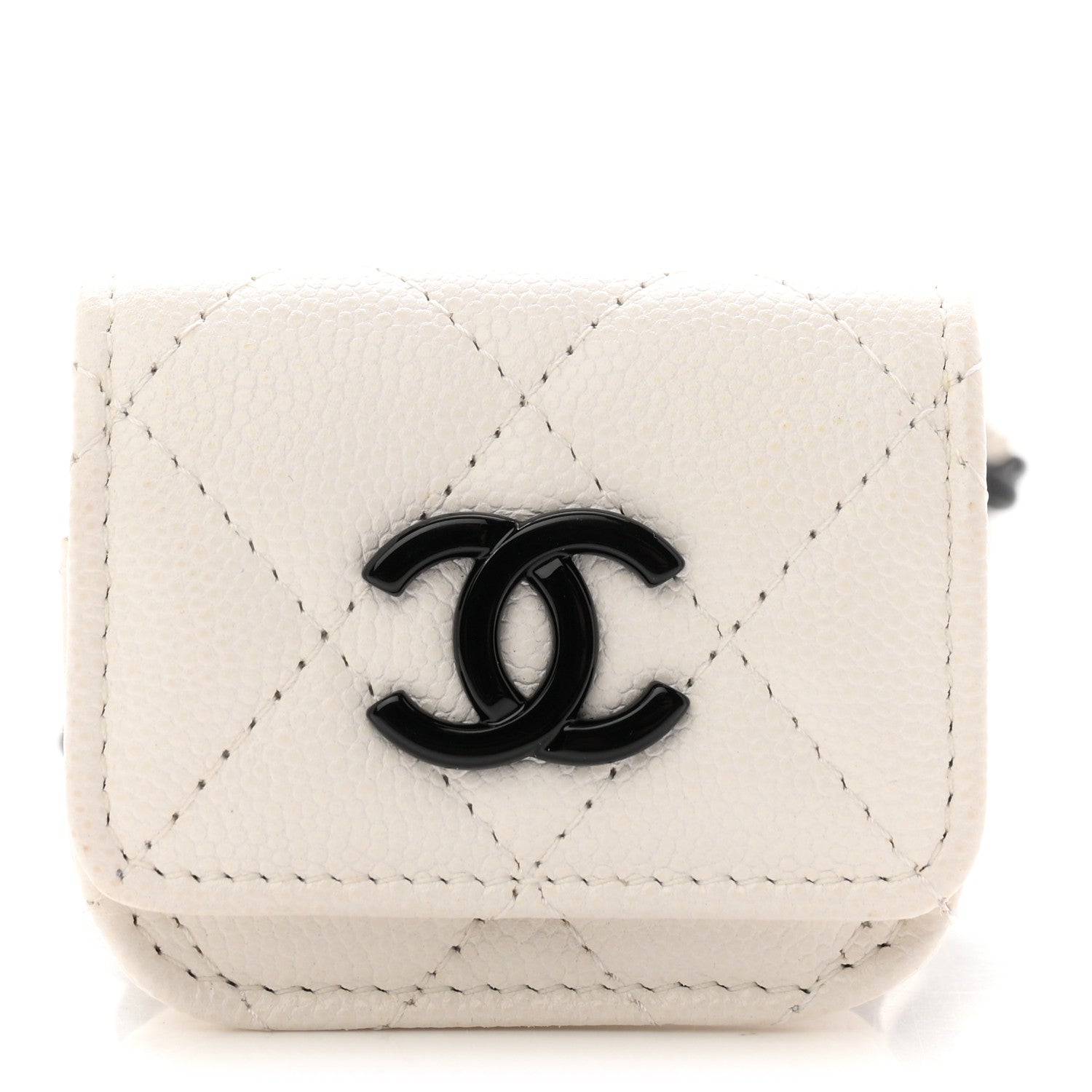 Caviar Quilted Airpods Pro Holder Belt White