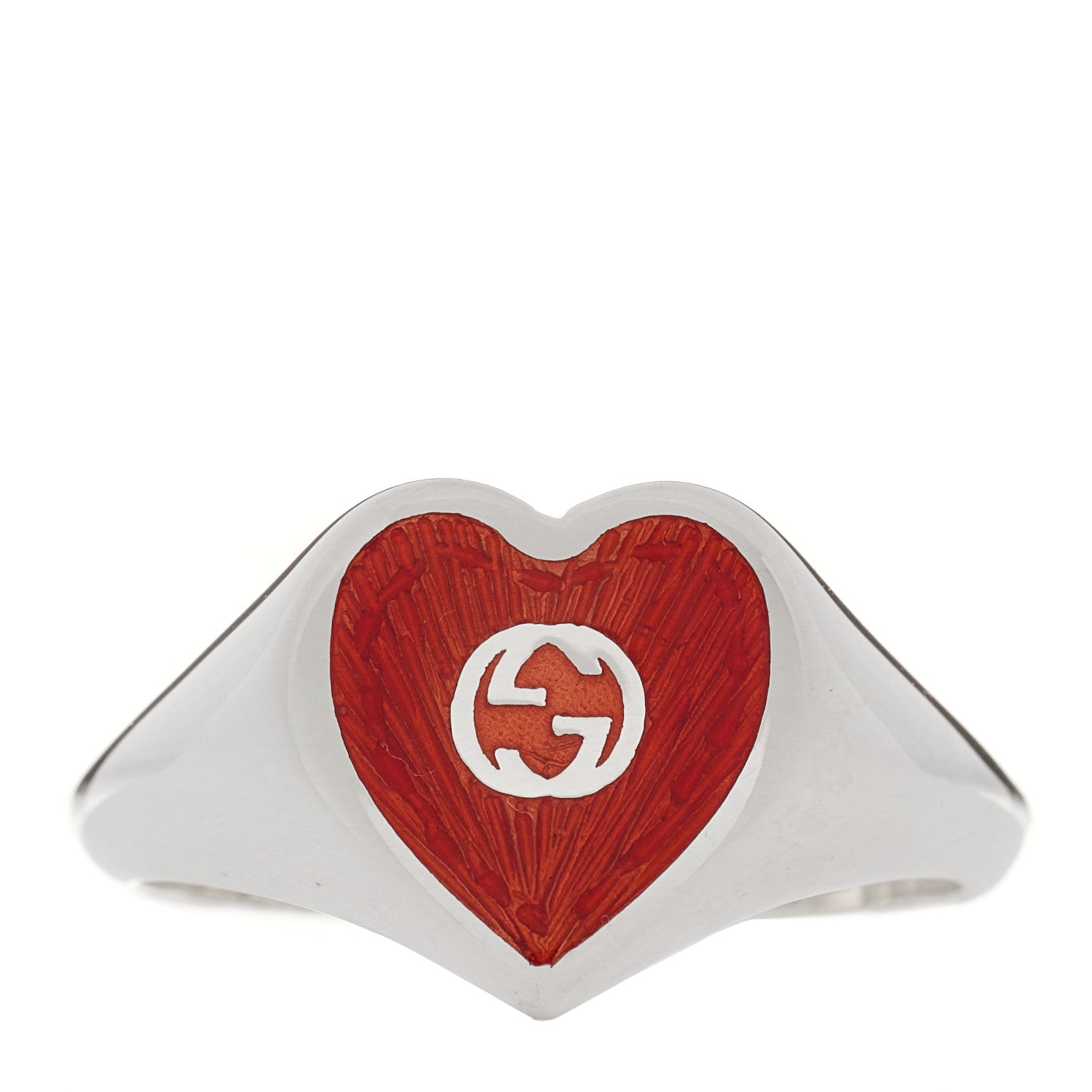 Sterling Silver Enamel Heart Ring 53 6.5 Red