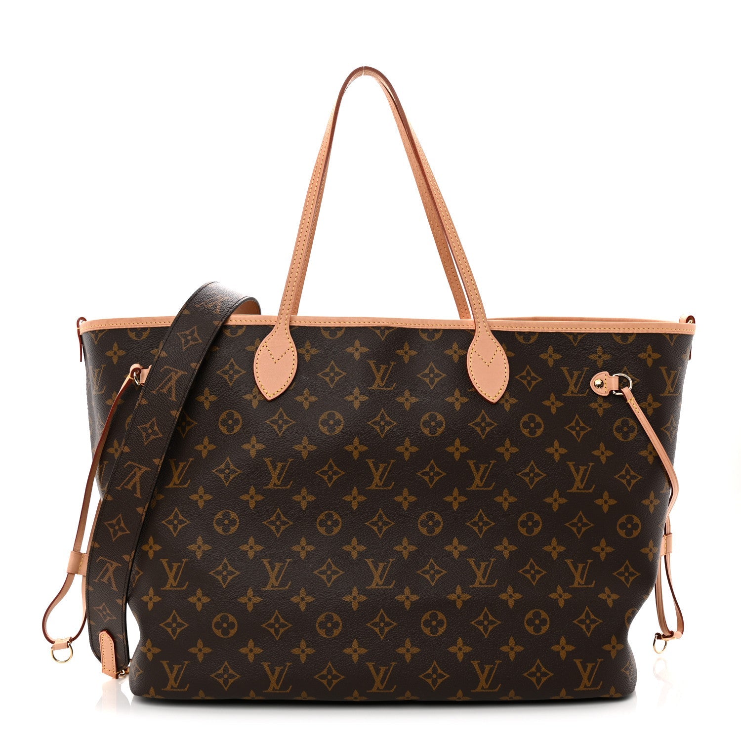 Monogram Stamped Inside Out Neverfull Bandouliere GM Beige