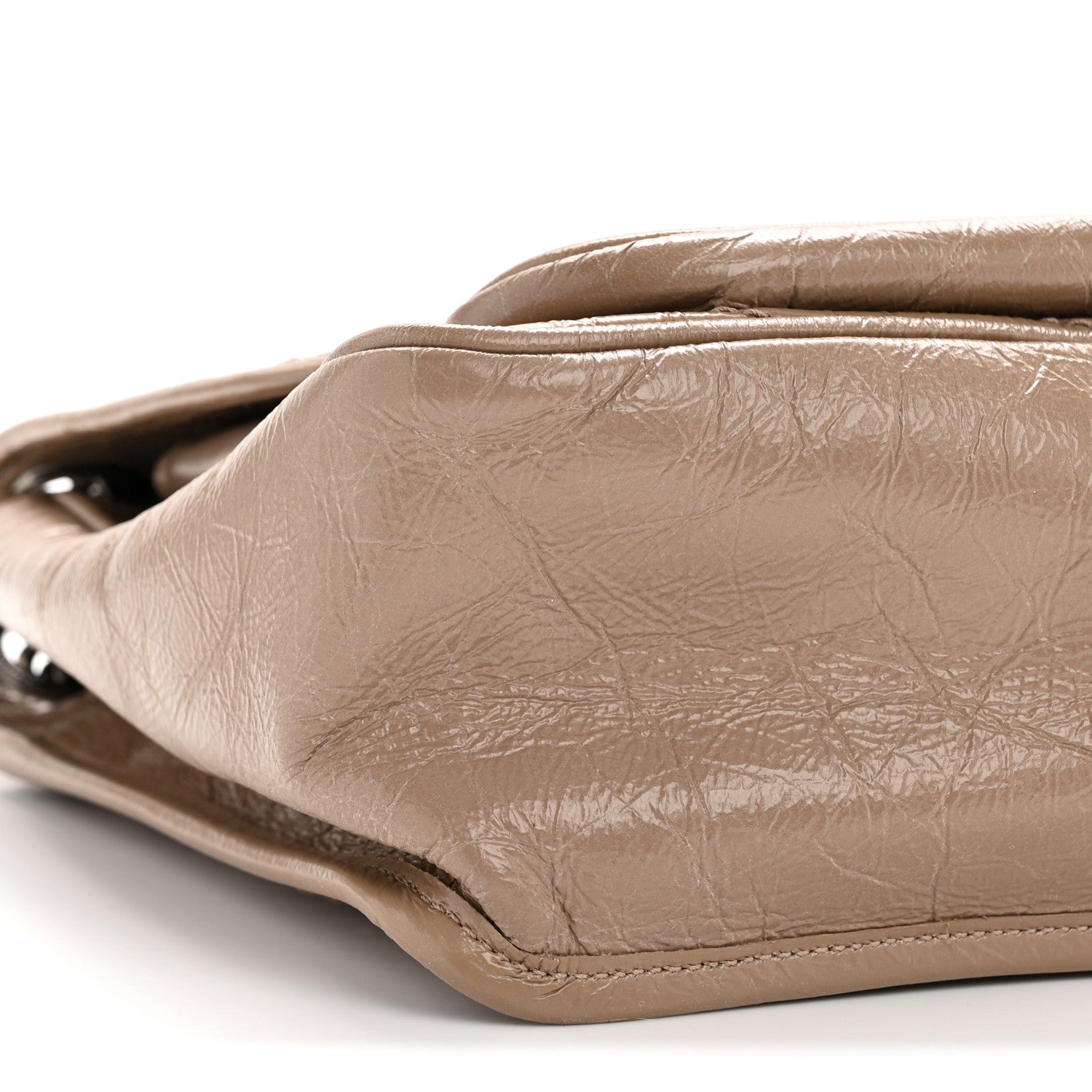 Crinkled Calfskin Matelasse Monogram Medium Niki Chain Satchel Light Taupe