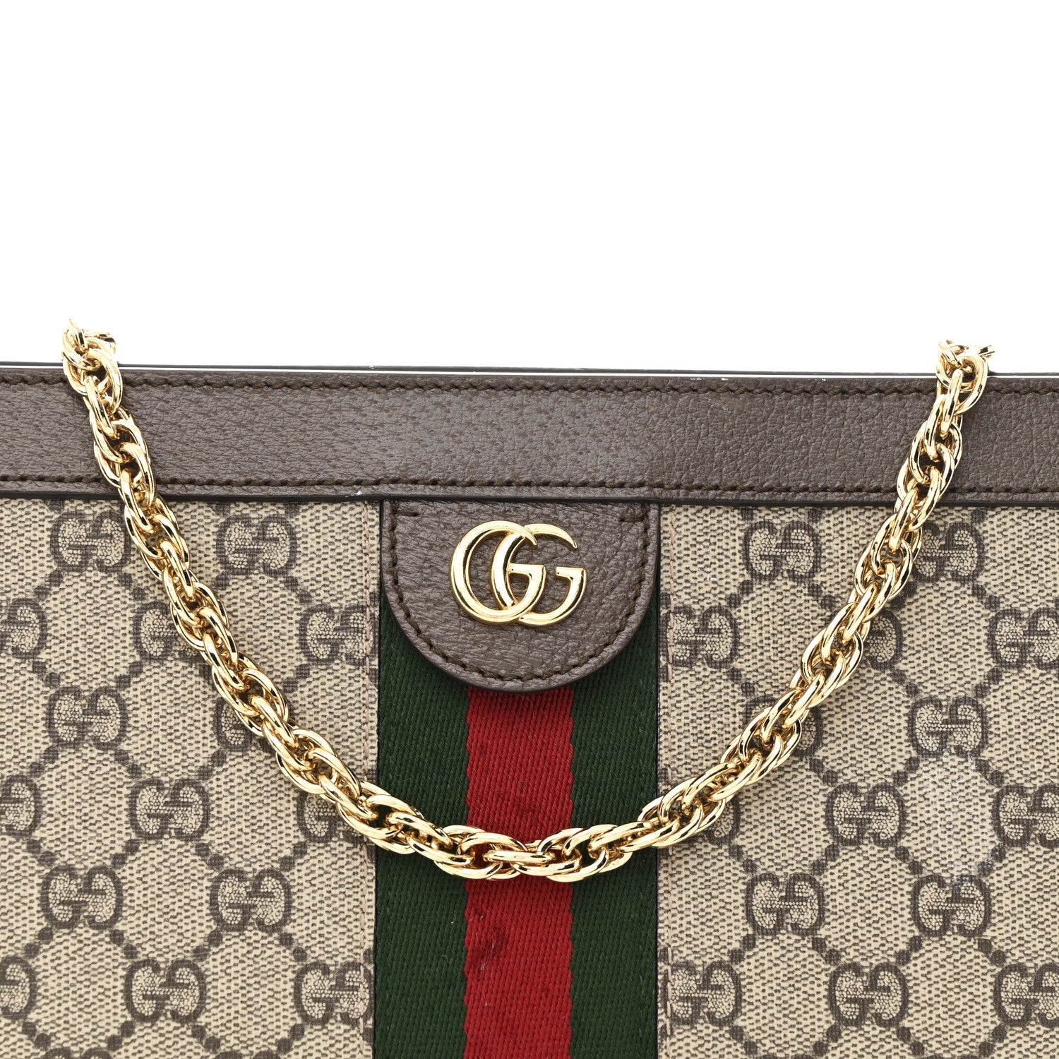 GG Supreme Monogram Web Small Ophidia Chain Shoulder Bag Brown