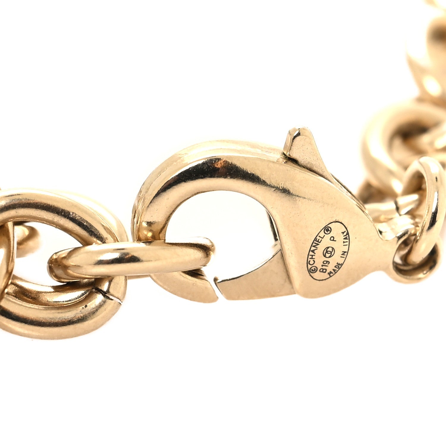 Lambskin Chain CC Logo Bracelet Gold Black