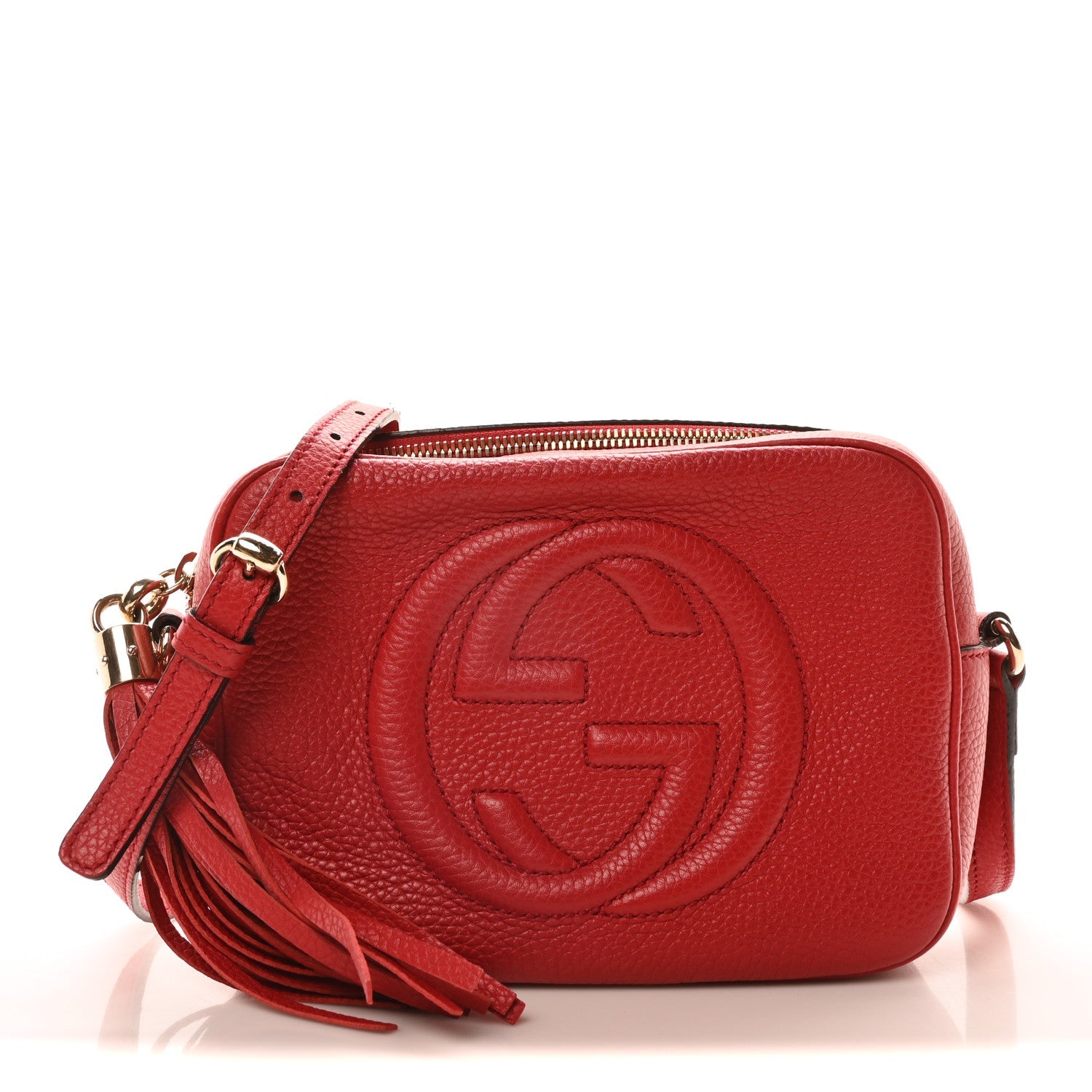 Pebbled Calfskin Small Soho Disco Bag Vibrant Red