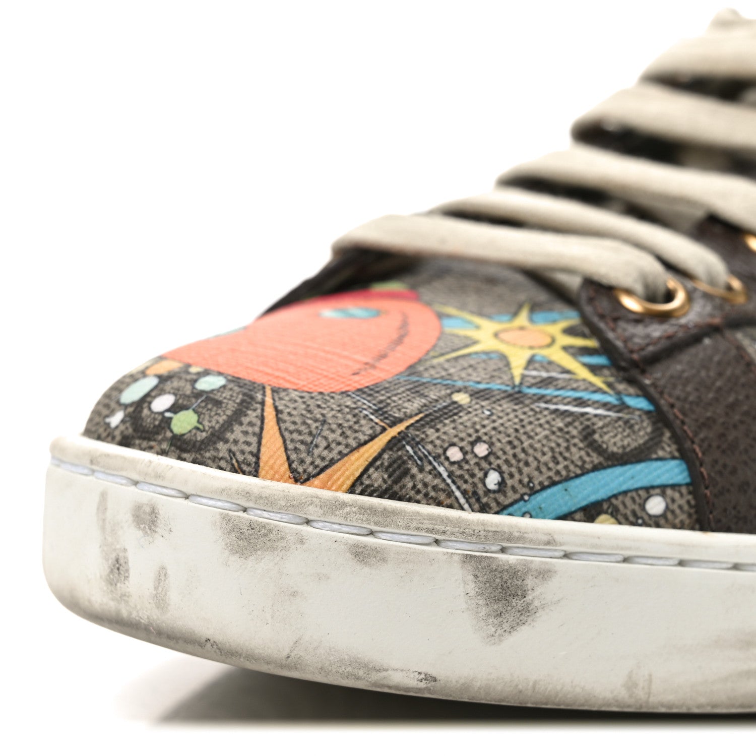 X DISNEY GG Supreme Monogram Web Donald Duck Womens Ace Sneakers 36.5 Beige New Acero Orange