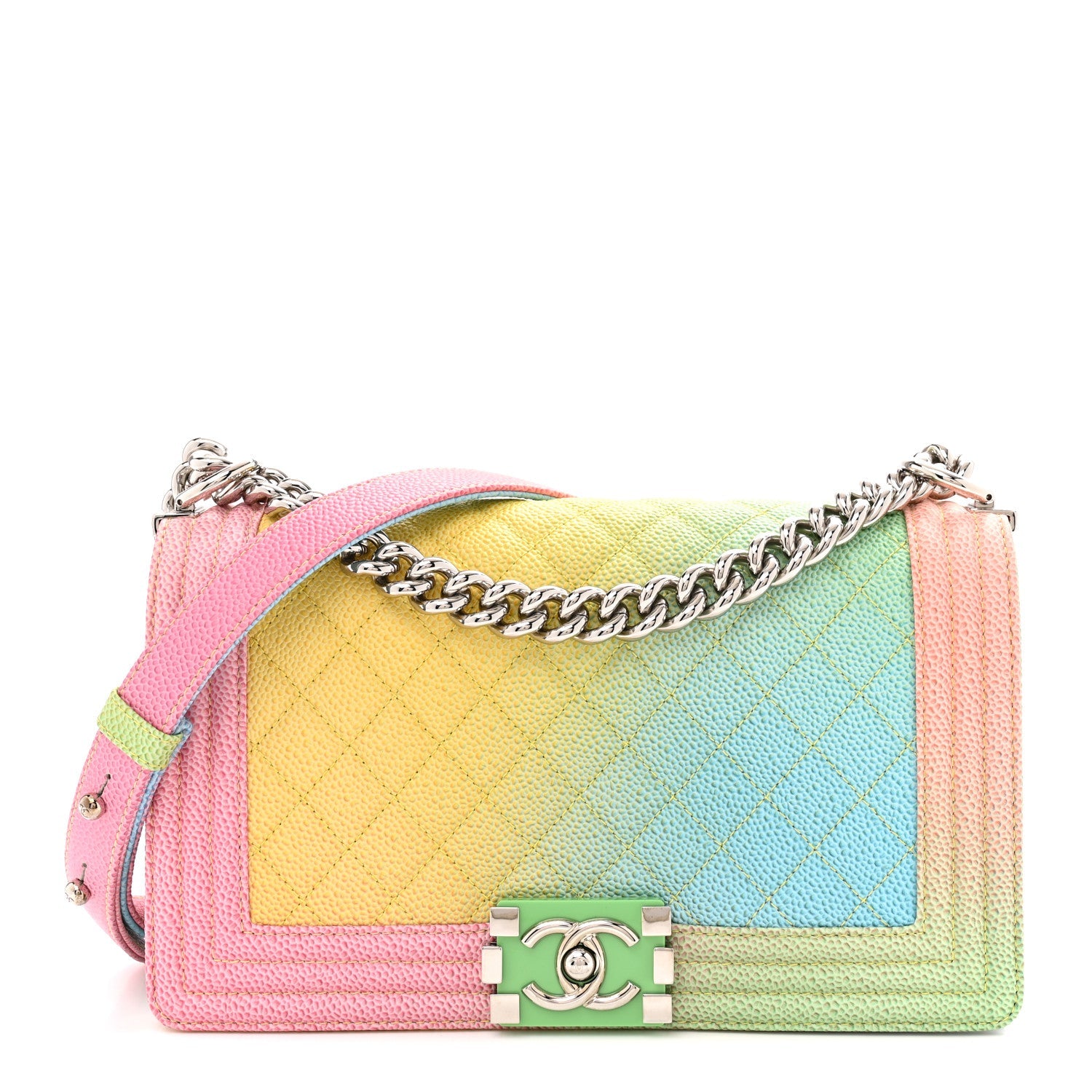 Caviar Quilted Medium Cuba Rainbow Boy Flap Multicolor