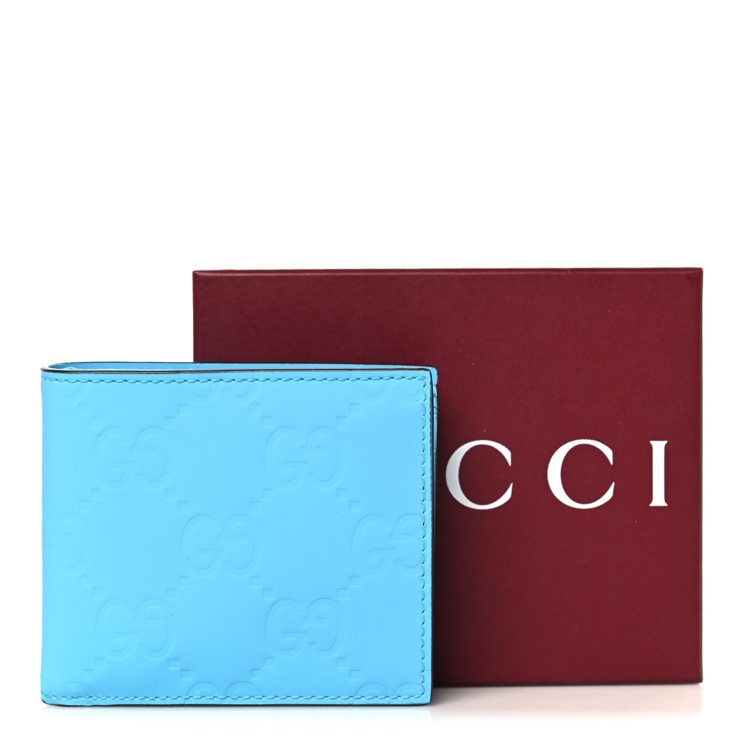 Rubber Effect GG Embossed Bi-Fold Wallet Bright Splash