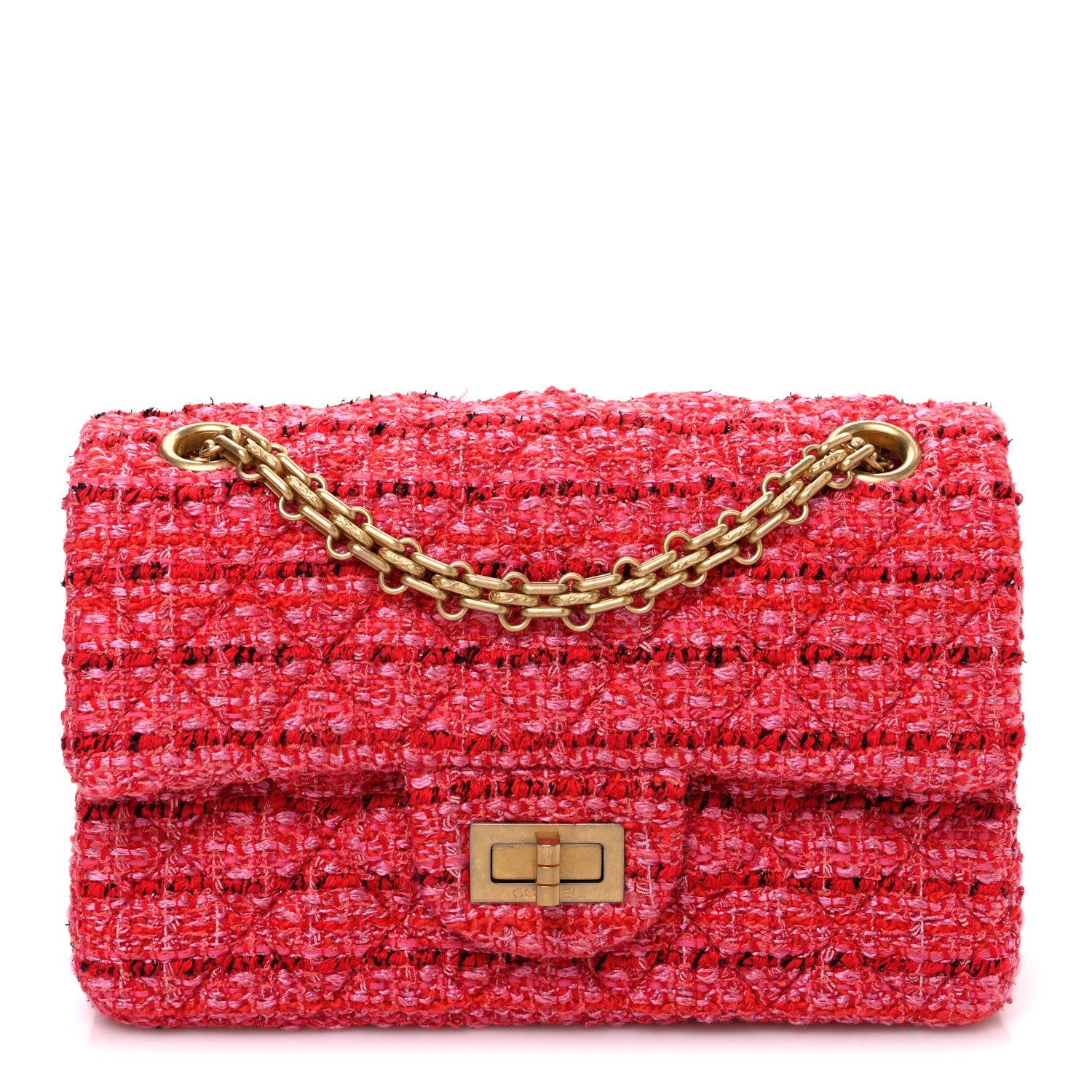 Tweed Quilted Mini 2.55 Reissue Flap Red Ecru Black