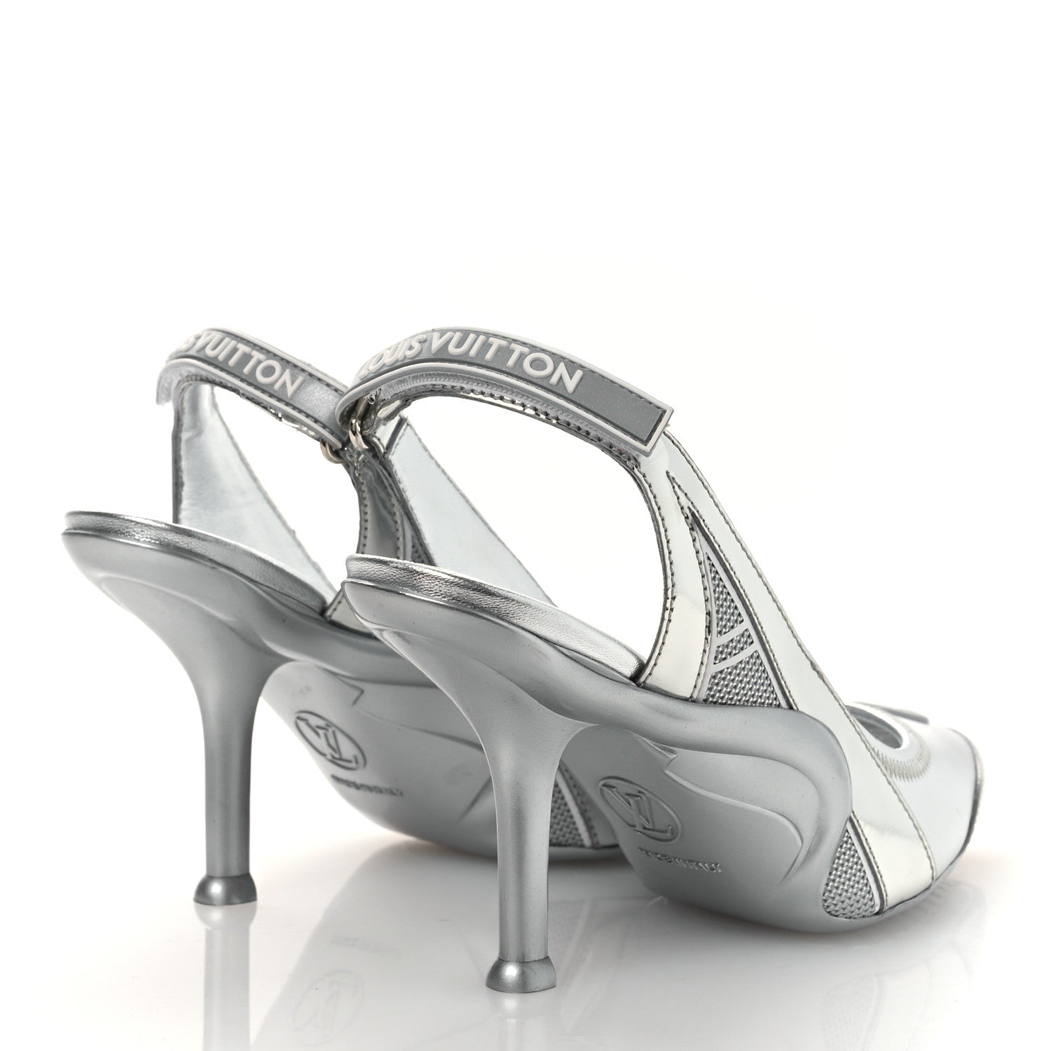 Metallic Lambskin Archlight Slingback Pumps 37 Argent