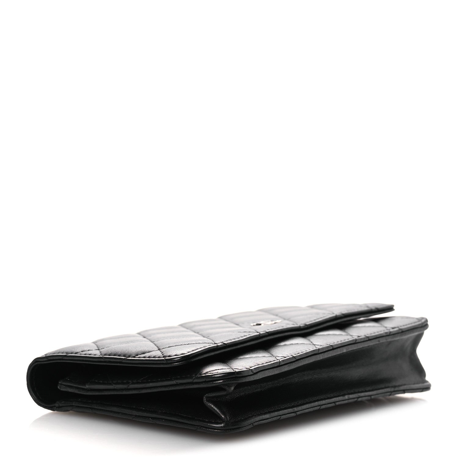 Lambskin Quilted Wallet On Chain WOC Black