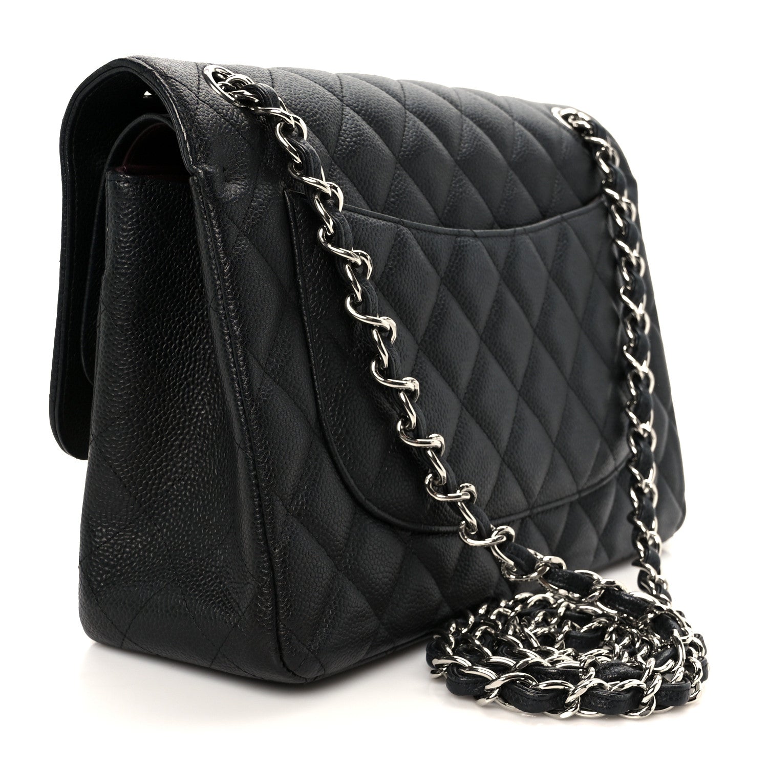 Caviar Quilted Jumbo Double Flap Black