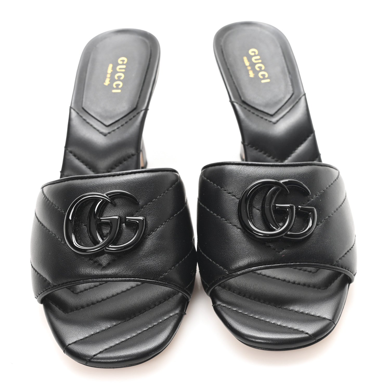 Nappa Matelasse Monochrome GG Marmont 75mm Slide Sandals 36 Black