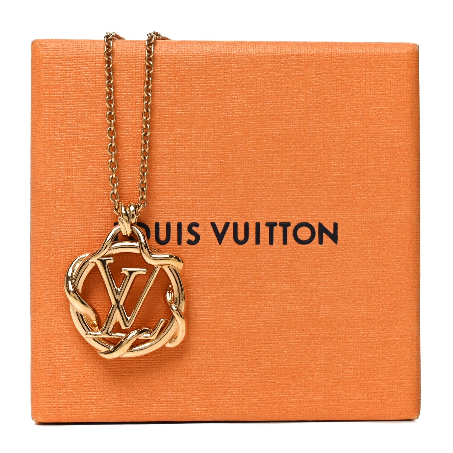 Metal LV Garden Louis Pendant Necklace Gold