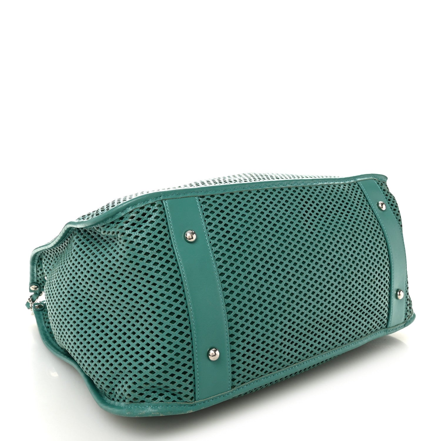 Calfskin Perforated Up In The Air Tote Green