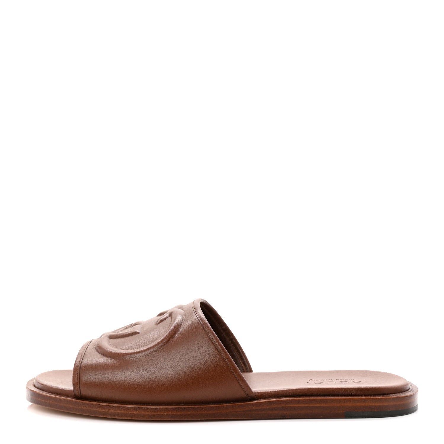 Nappa Samoa Interlocking G Mens Slide Sandals 9 Olivier Brown