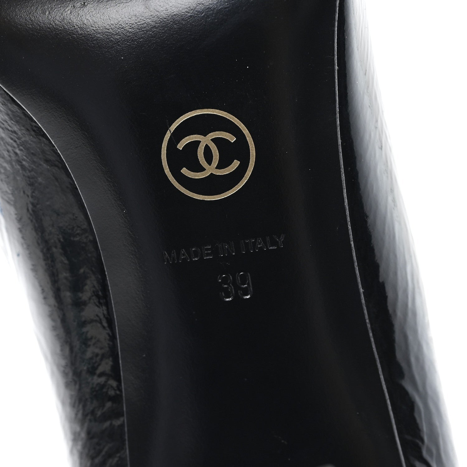Crumpled Goatskin Patent Calfskin Crystal Cap Toe Logo Pumps 39 Black