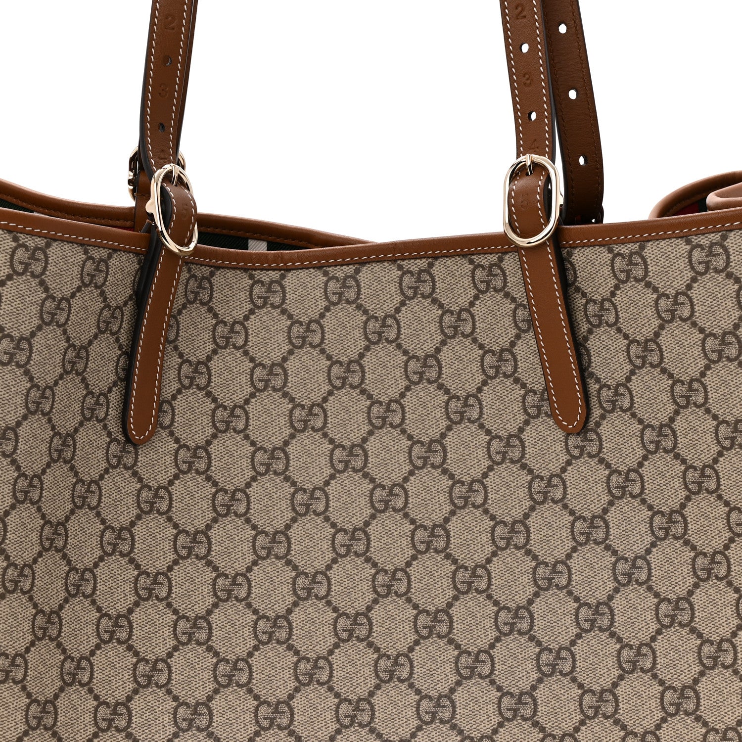 GG Supreme Monogram Emblem Maxi Tote Bag Beige Dark Brown