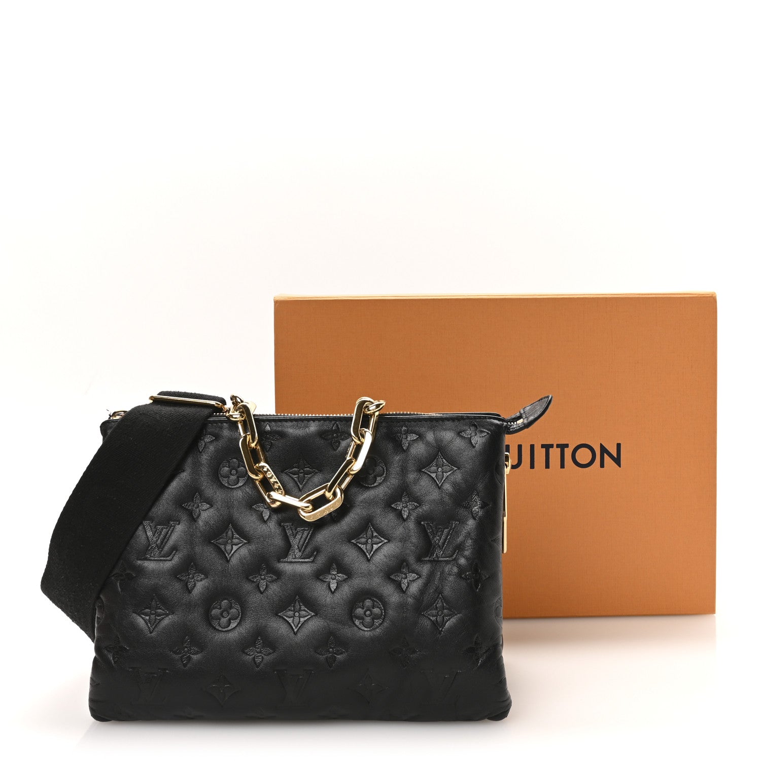 Lambskin Embossed Monogram Coussin PM Black