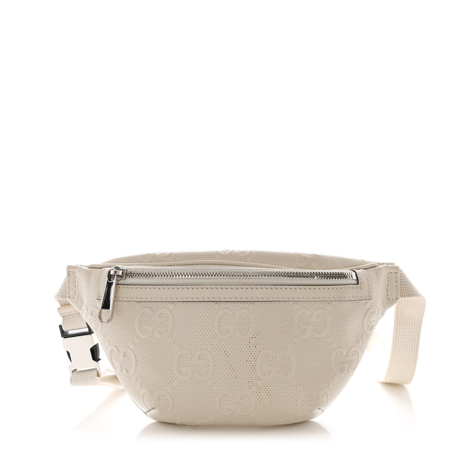 Calfskin GG Tennis Embossed Belt Bag Mystic White
