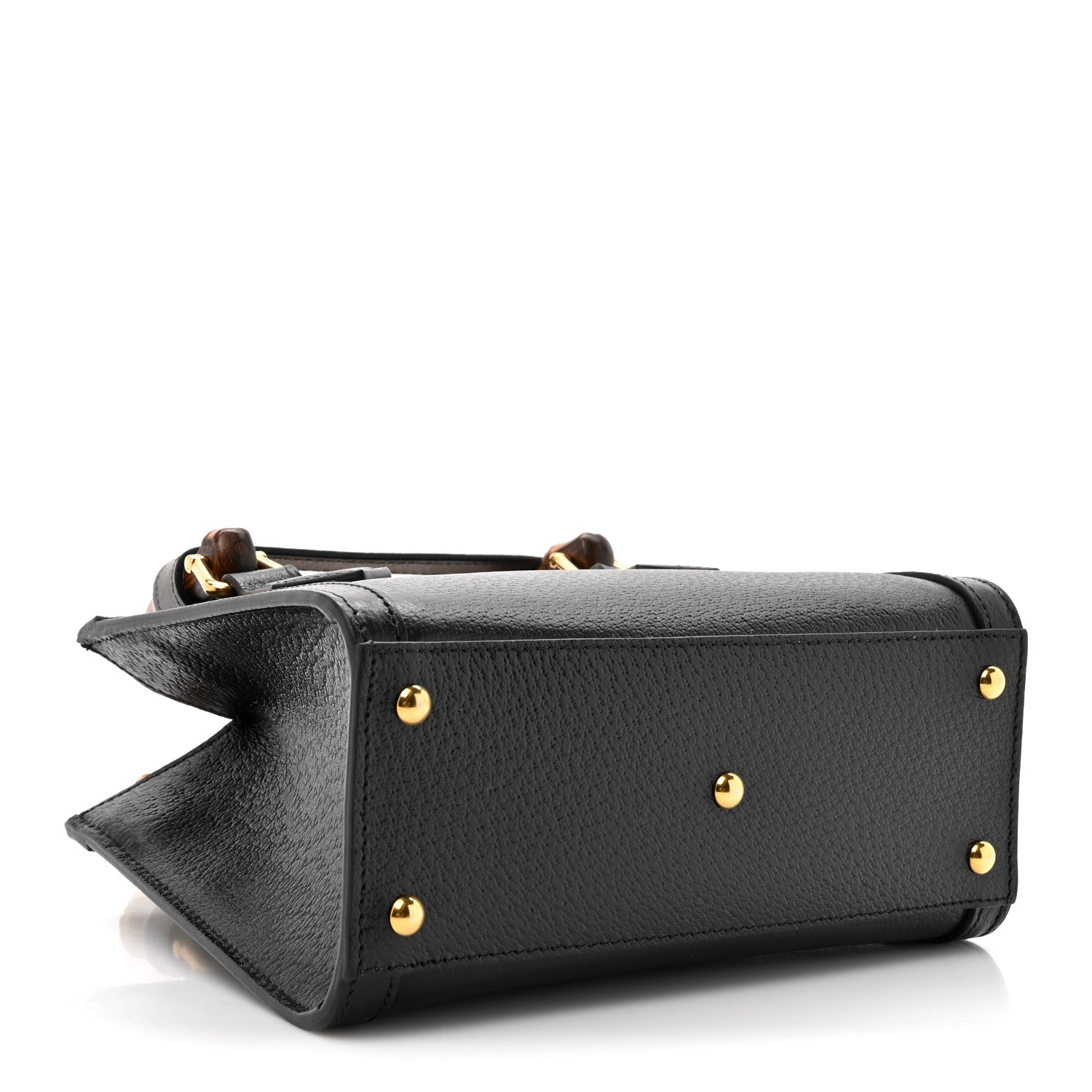 Textured Dollar Calfskin Web Mini Diana Tote Bag Black