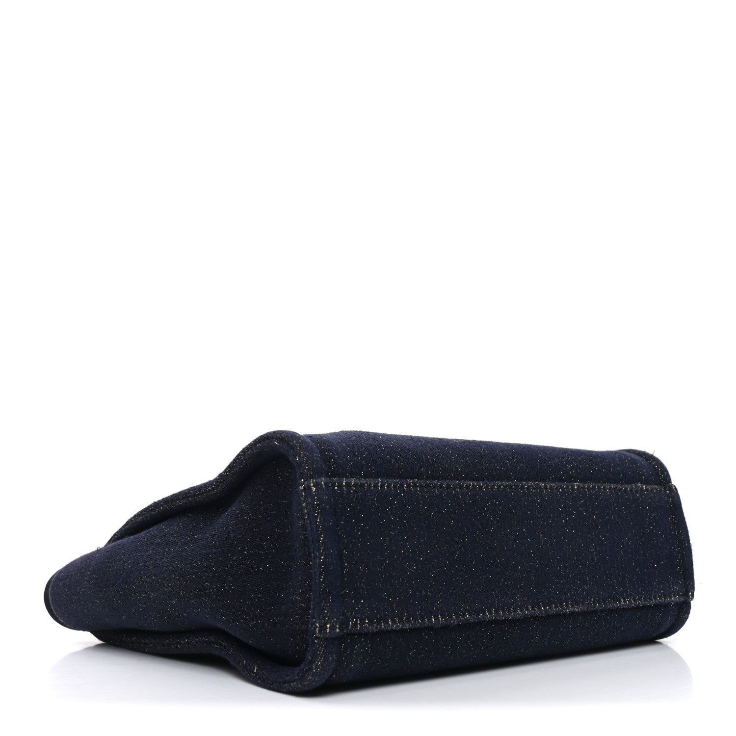 Lurex Canvas Mini Deauville Tote Navy Blue Gold