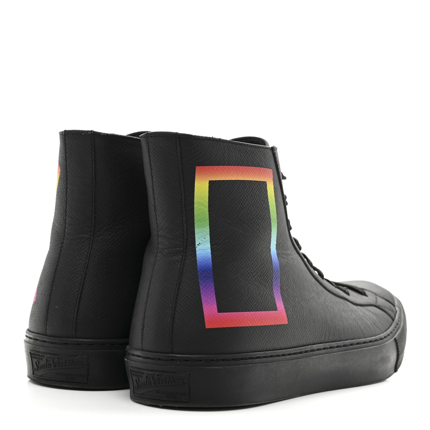 Calfskin Mens LV Tattoo Sneaker Boots 8.5 Black