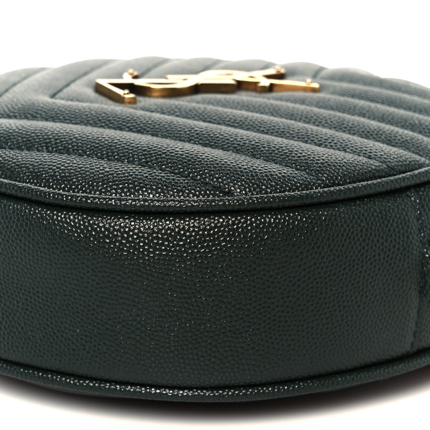 Grain De Poudre Matelasse Chevron Quilted Round Vinyle Camera Bag New Vert Fonce