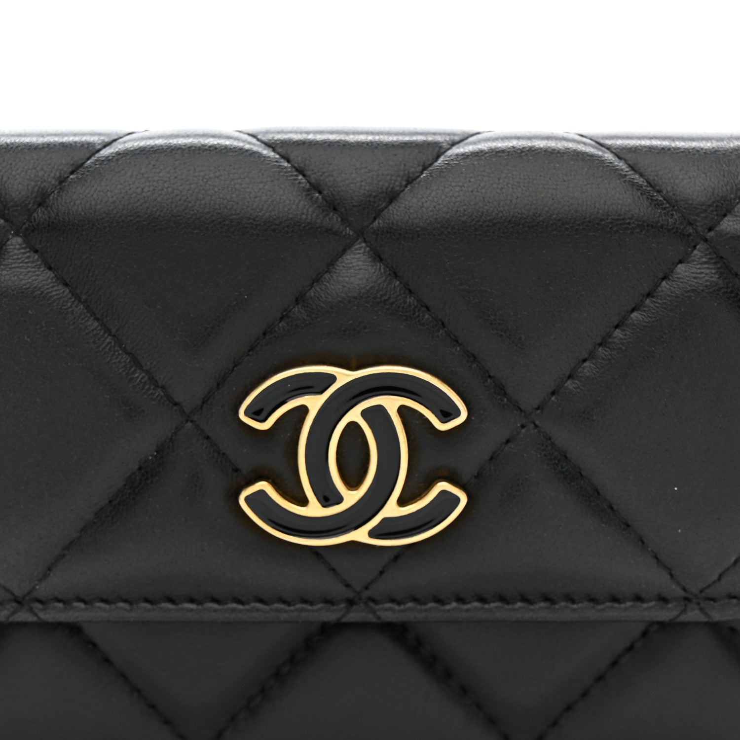 Lambskin Enamel Quilted Pending CC Flap Belt Bag Black