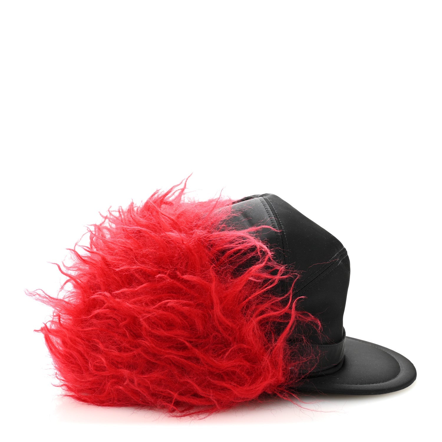 Re-Nylon Curly Faux Fur Mens Ear Flap Baseball Hat L Black Cerise