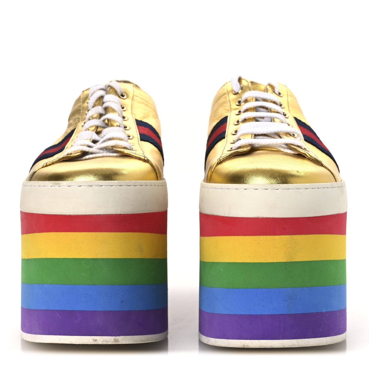 Metallic Nappa Peggy Platform Sneakers 40 Oro Vecchio