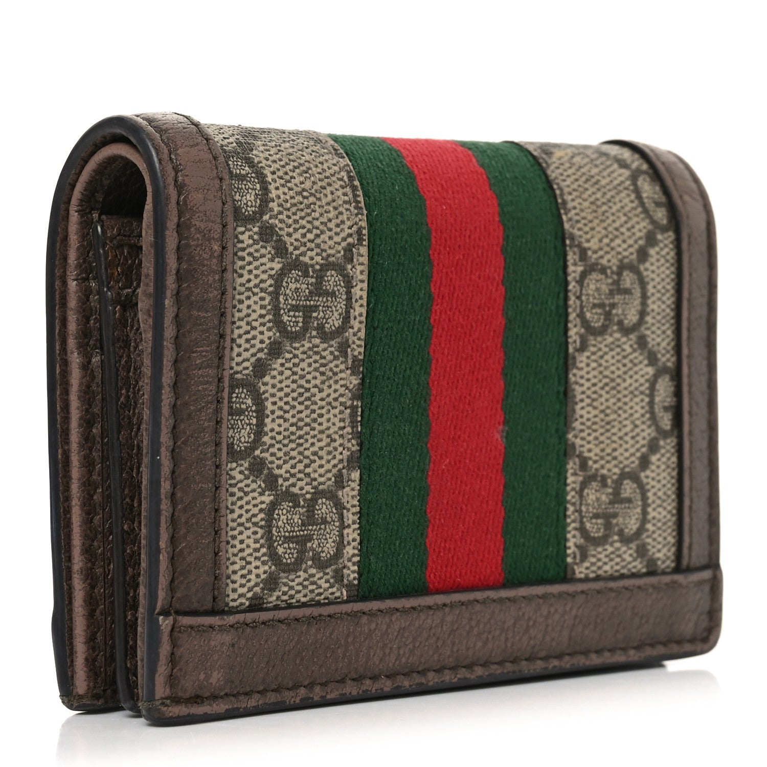 GG Supreme Monogram Web Ophidia Card Case Beige New Acero