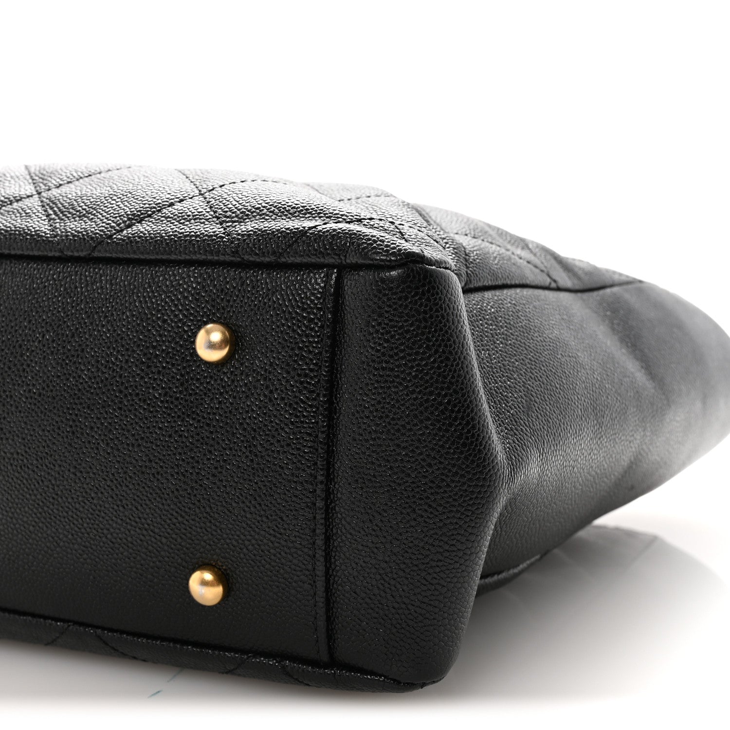 Caviar Quilted Small Trapezoid Chain Shopping Tote Black