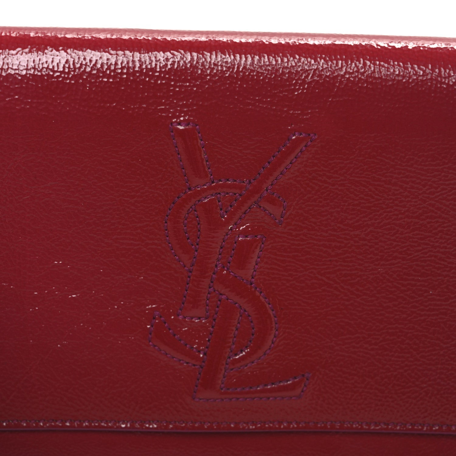 Textured Patent Monogram Large Belle De Jour Clutch Red