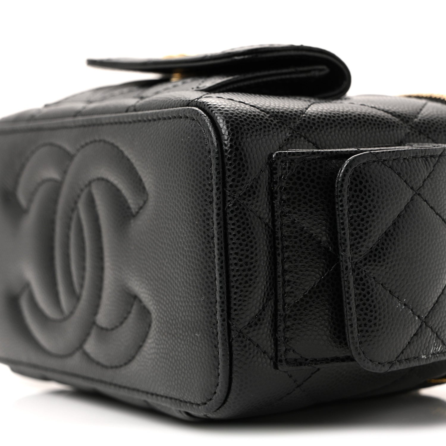 Caviar Quilted Polly Pocket East West Top Vanity With Chain Black