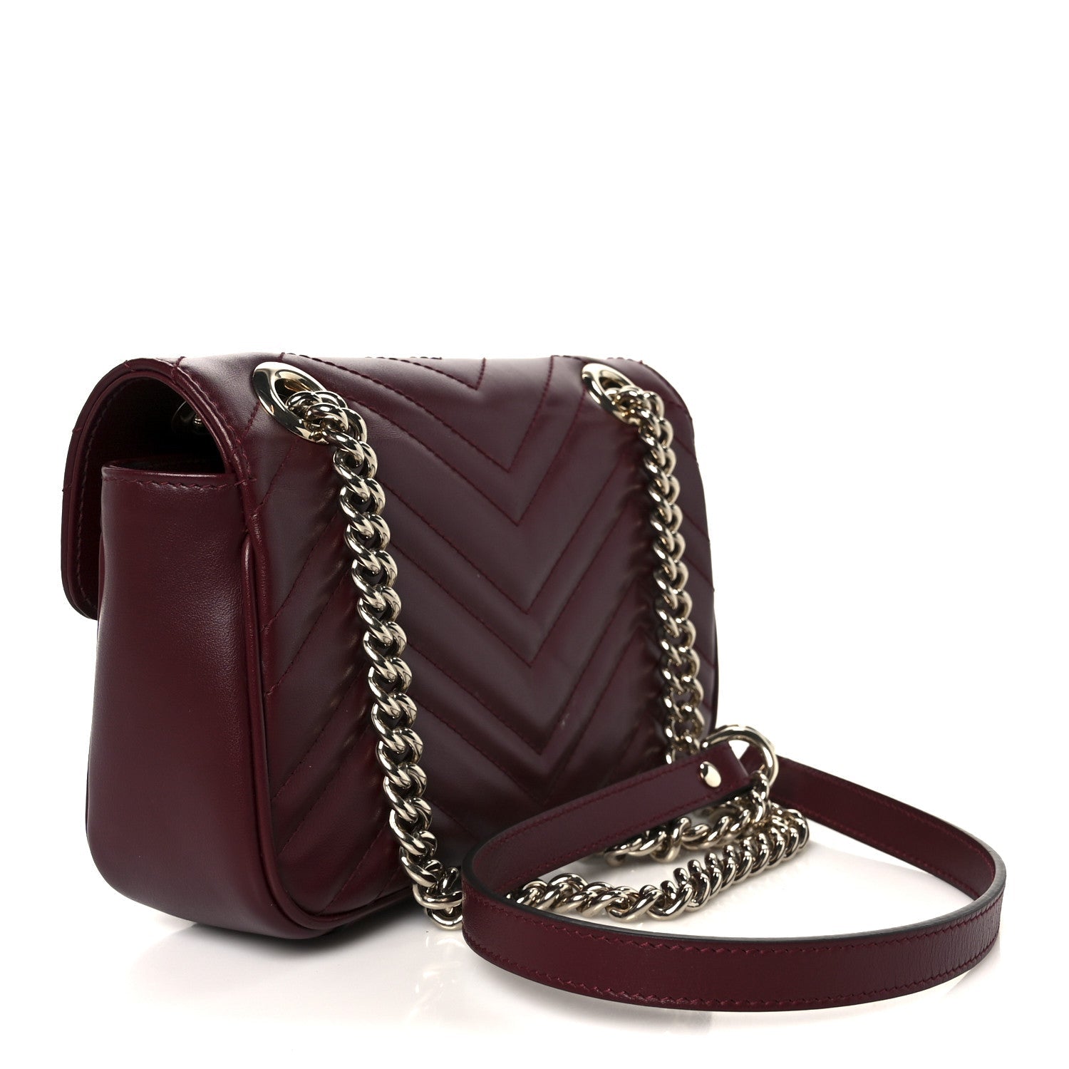 Lambskin Matelasse Small GG Marmont Shoulder Bag Rosso Ancora