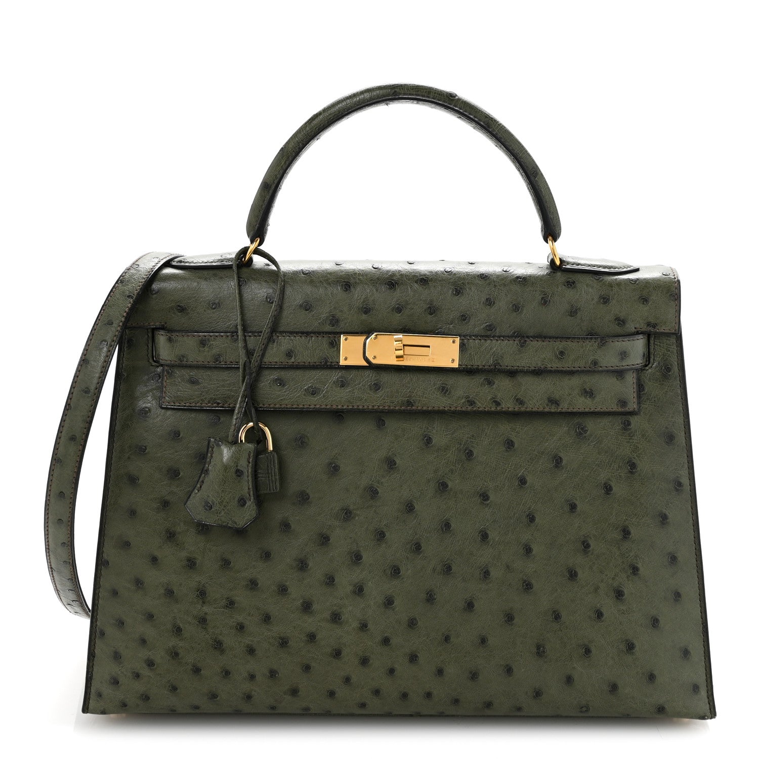 Ostrich Kelly Sellier 32 Vert Olive