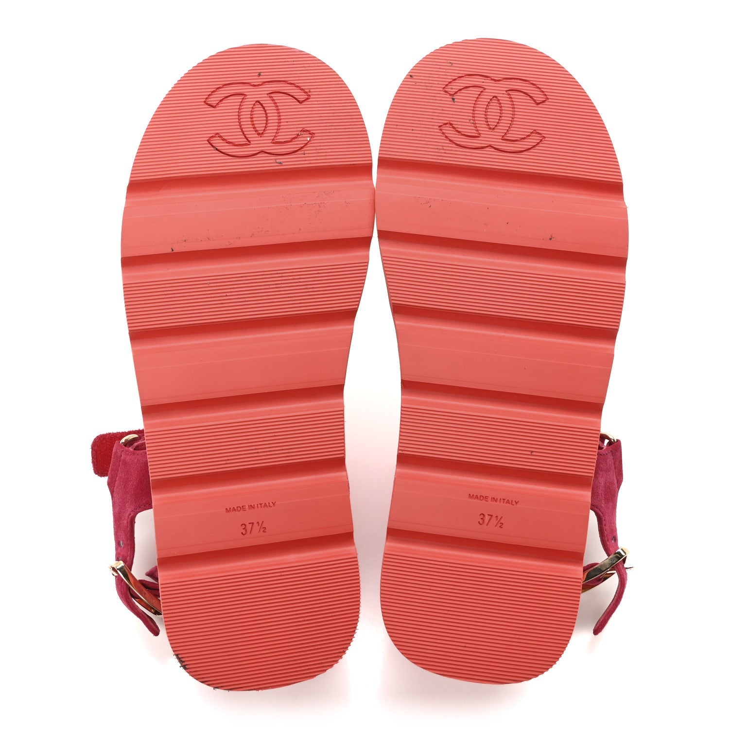 Suede Quilted Platform Sandals 37.5 Red Light Red