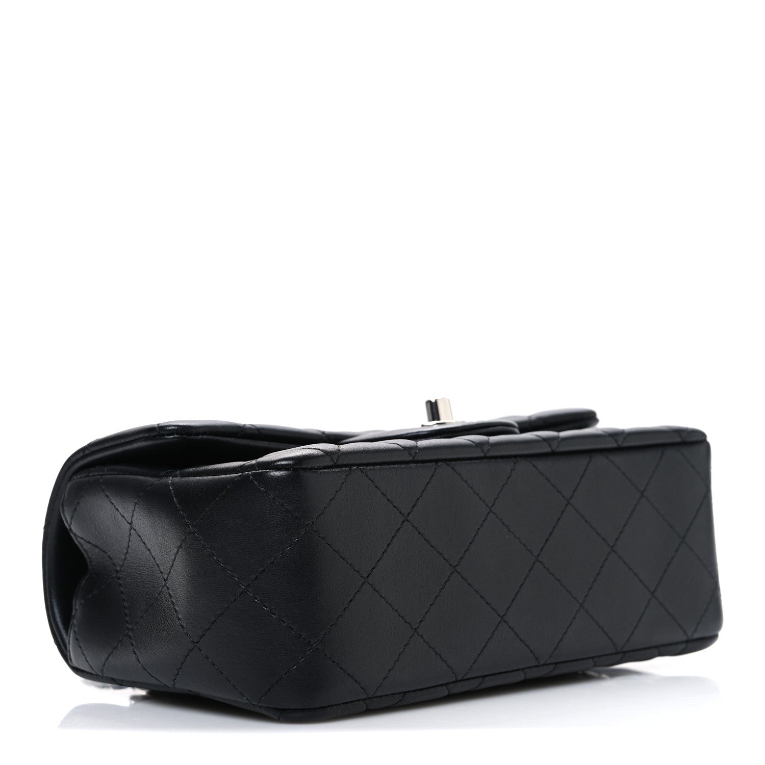 Lambskin Quilted Mini Rectangular Flap Black