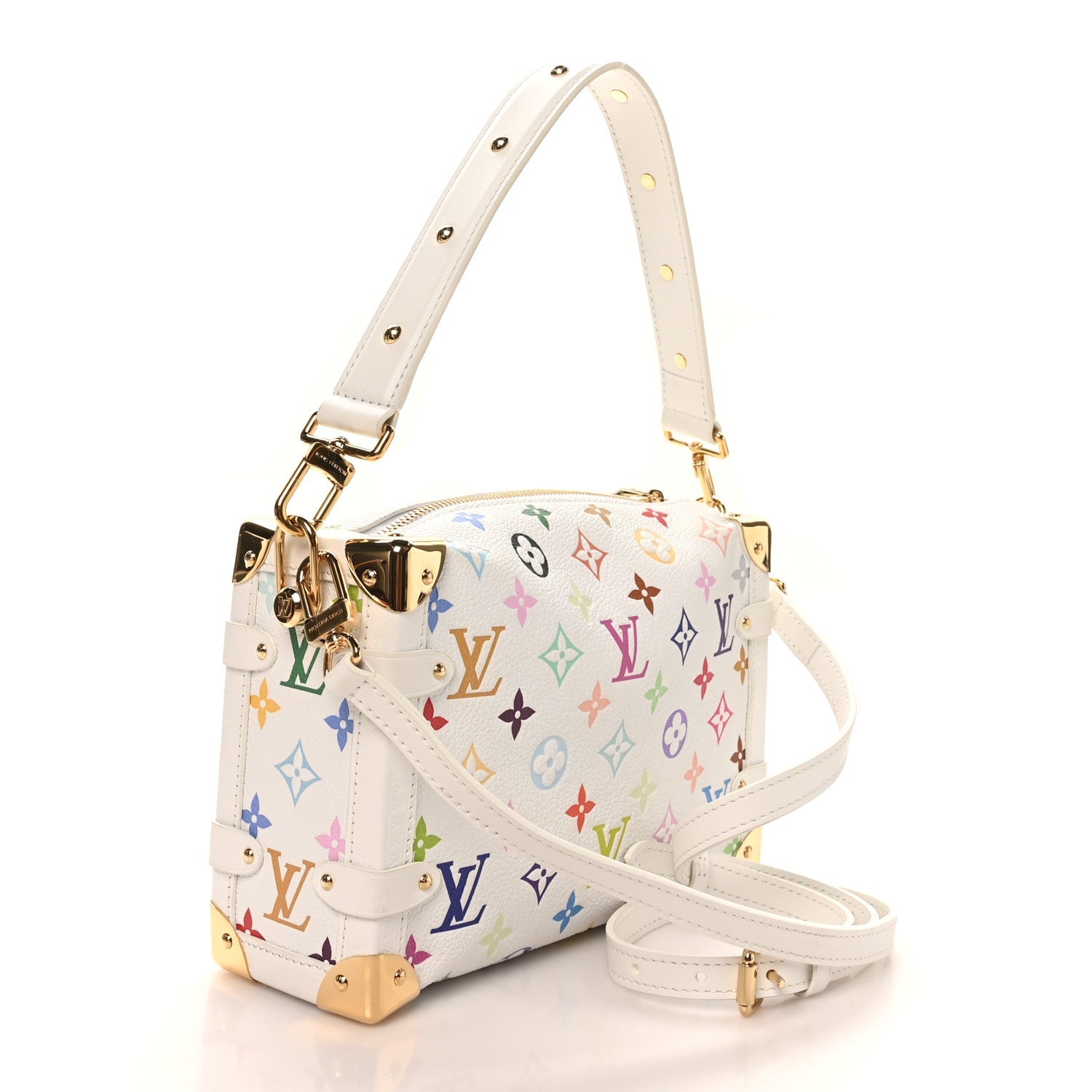 LV x TM Cowhide Monogram Multicolor Side Trunk MM White