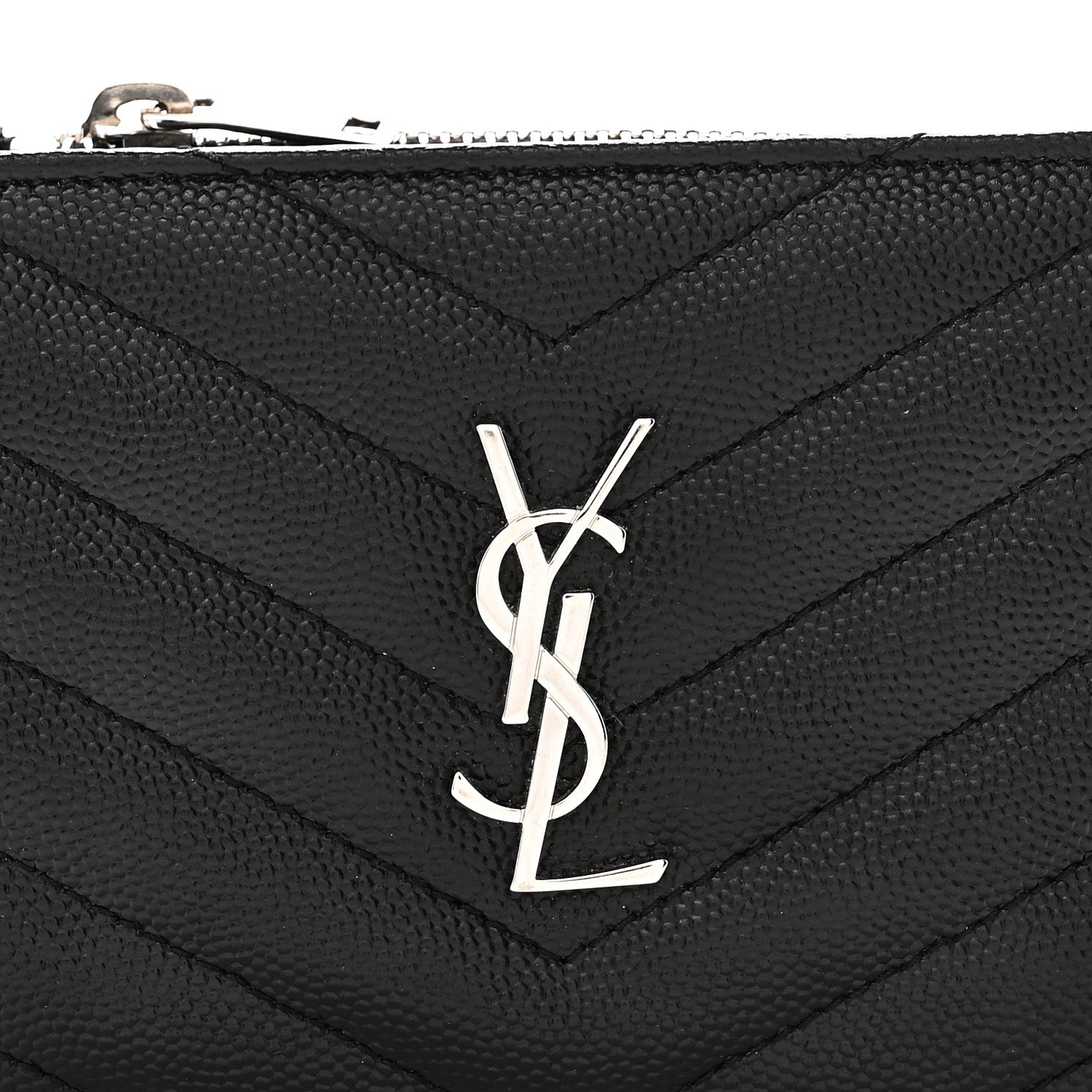 Grain De Poudre Matelasse Chevron Monogram Zipped Two-Part Wallet Black