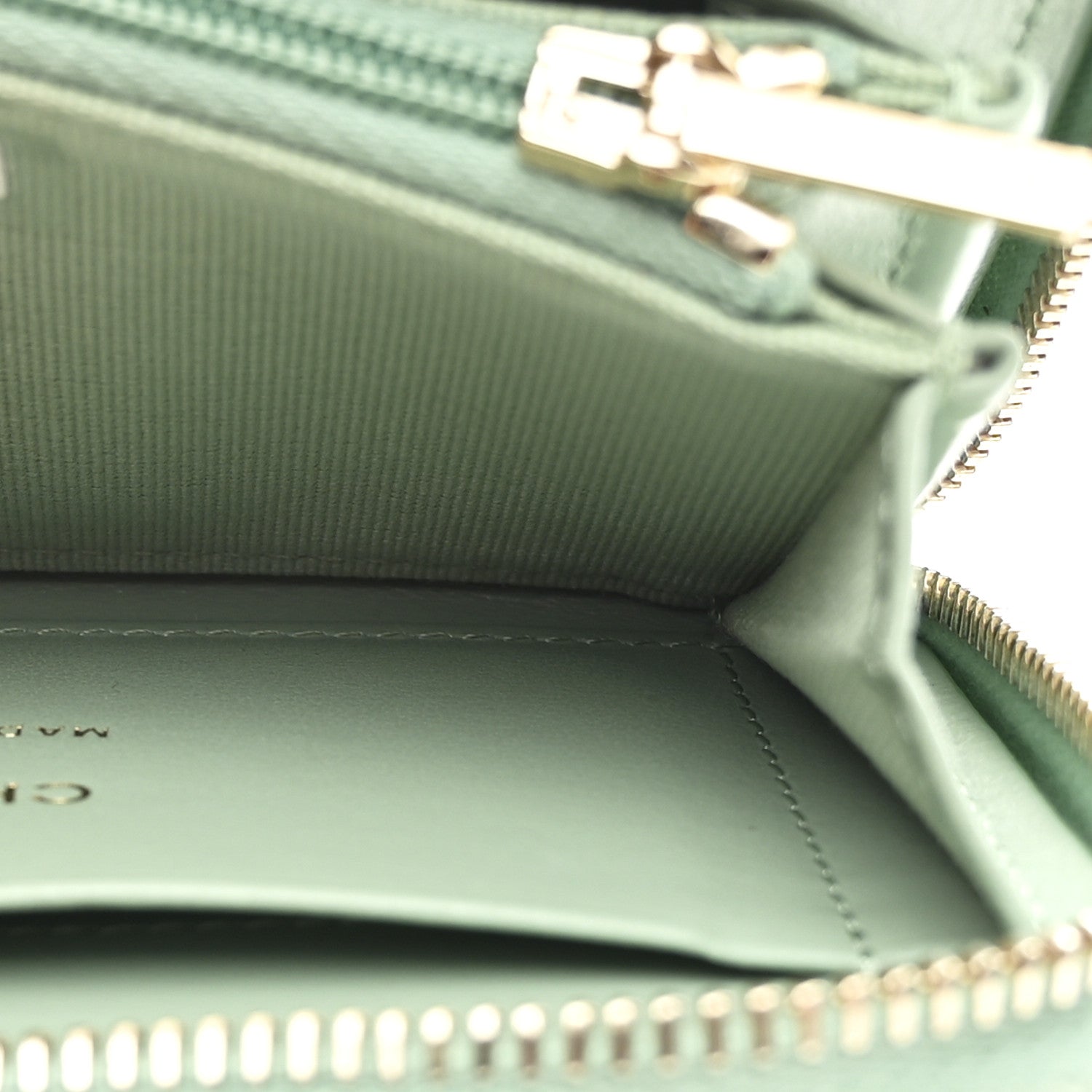 Caviar Quilted Zip Around Coin Purse Wallet Dark Green